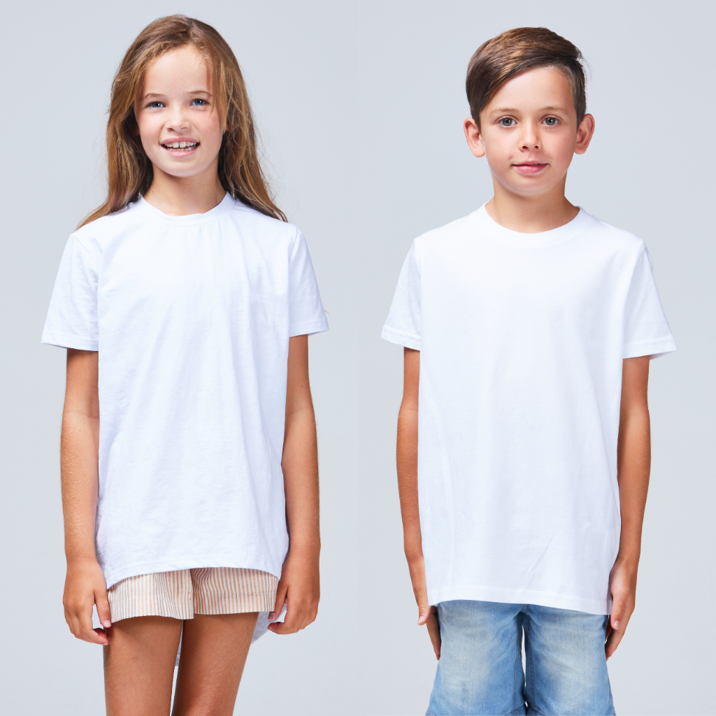 kids dropped hem tee white