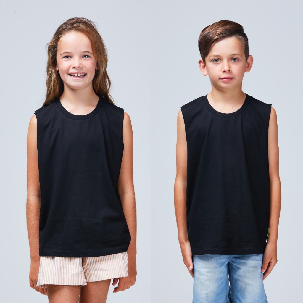 kids basic singlet black