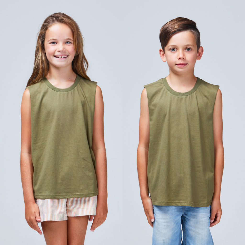 kids basic singlet khaki