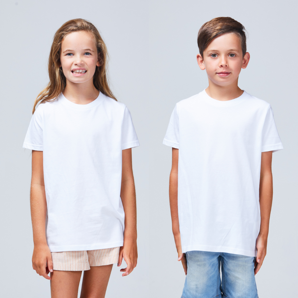 kids basic tee white