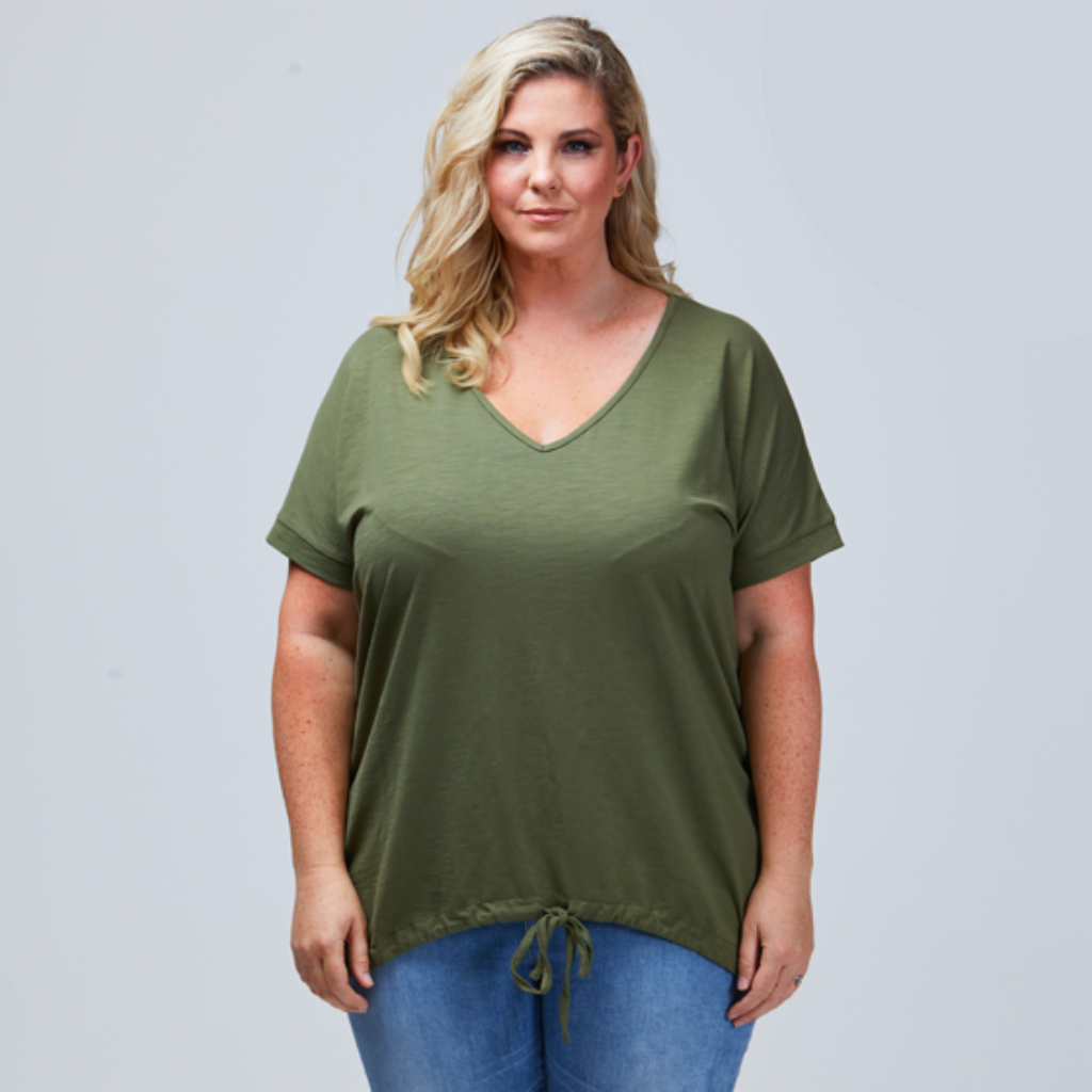 plus size v-neck tee khaki