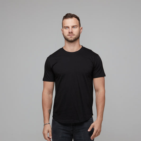 mens black cotton crew tee