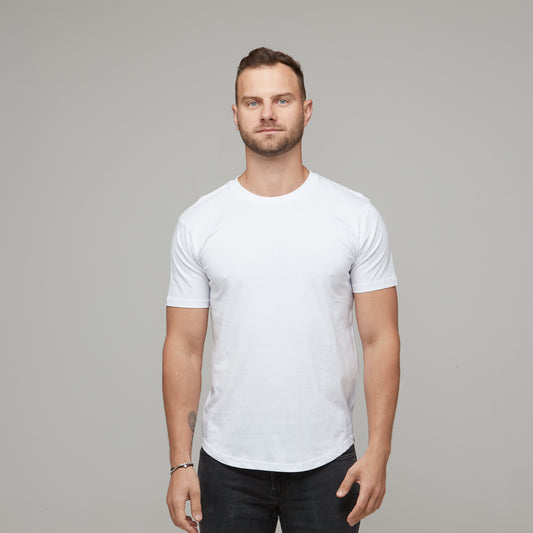 mens white cotton crew tee