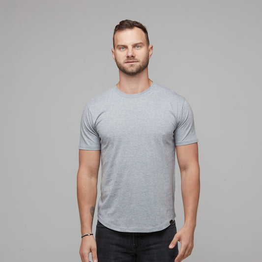 mens  grey marle cotton crew tee
