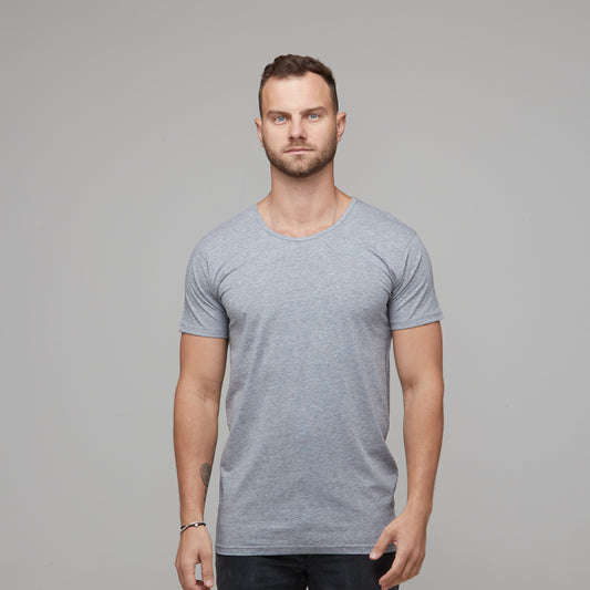 mens scoop neck basic tee grey marle