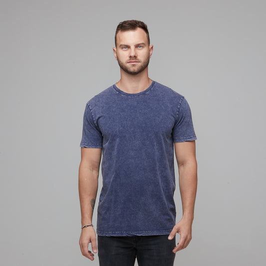 mens acid wash ink blue tee
