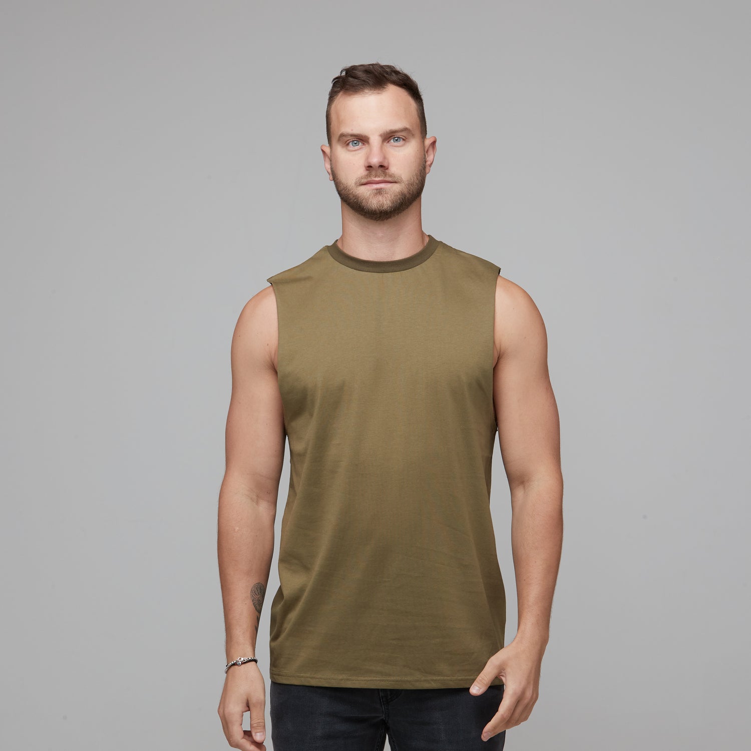 mens basic khaki singlet