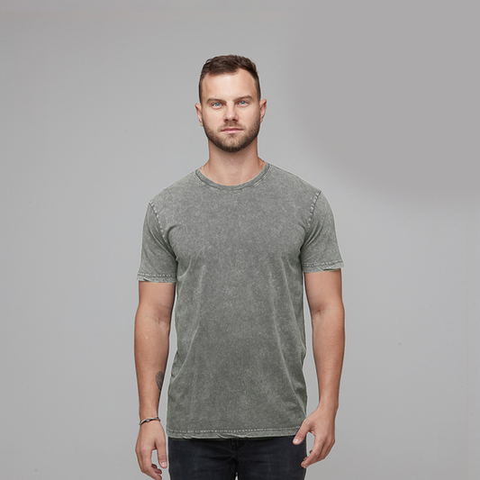 mens acid wash moss green tee