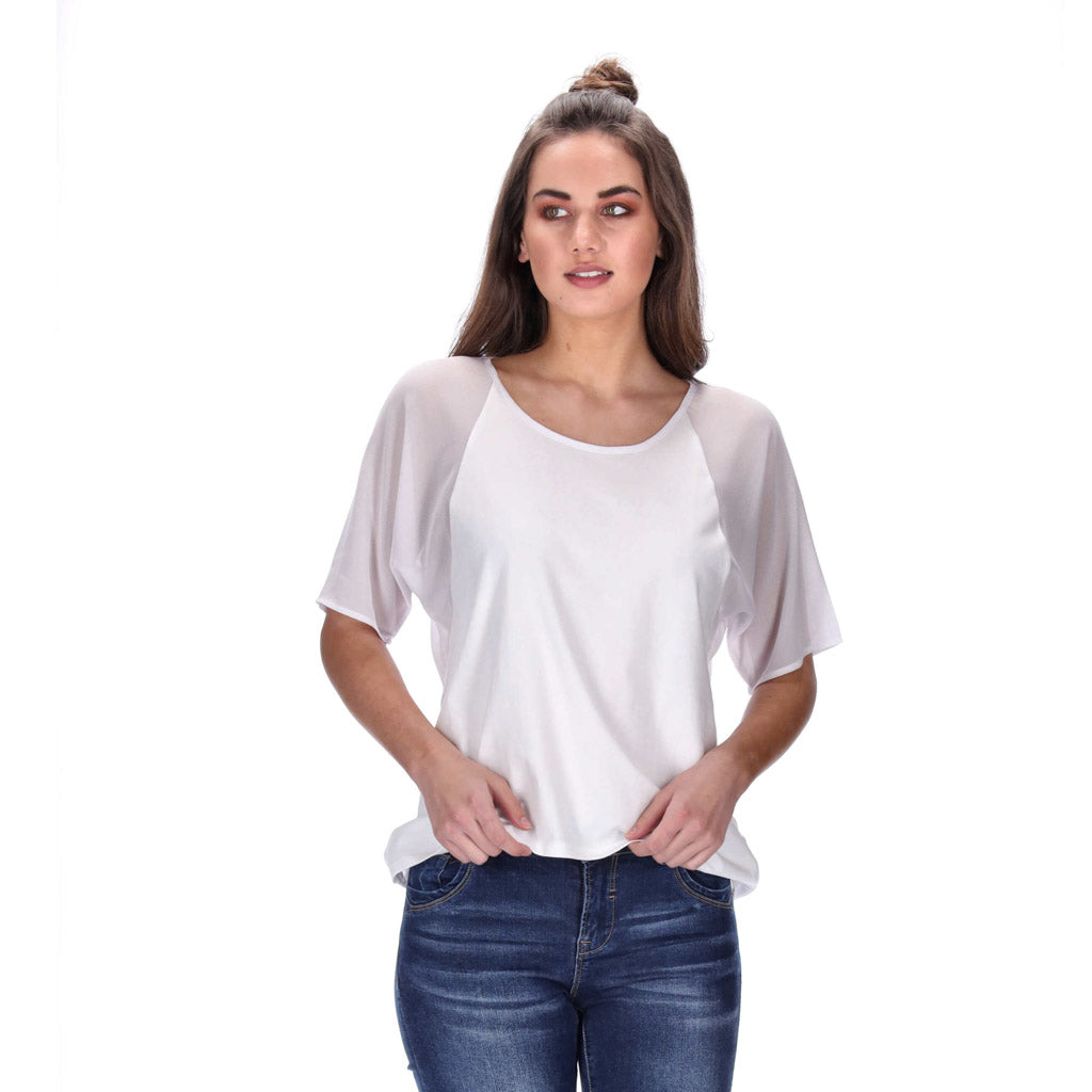 chiffon sleeved tee white