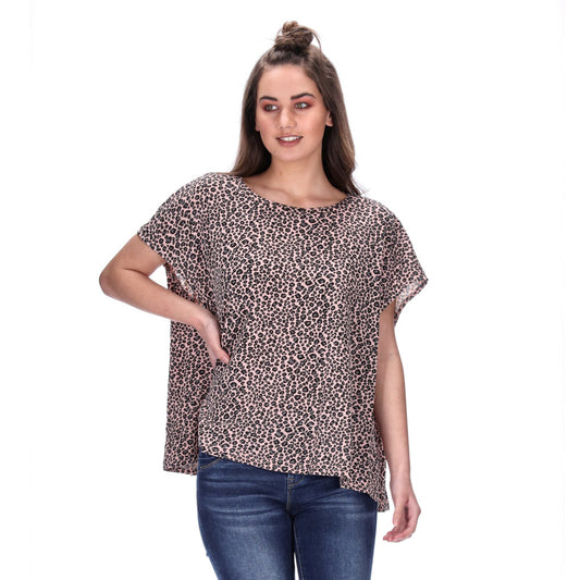 one size pink leopard tee