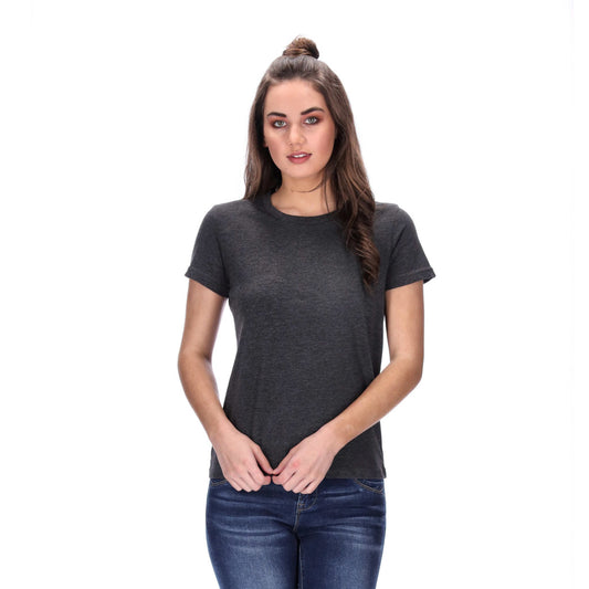 womens basic dark grey marle tee