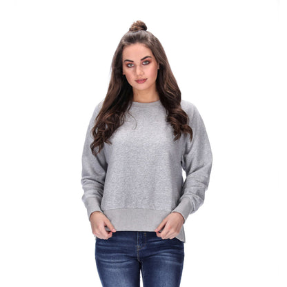 womens basic crew neck sweater grey marle